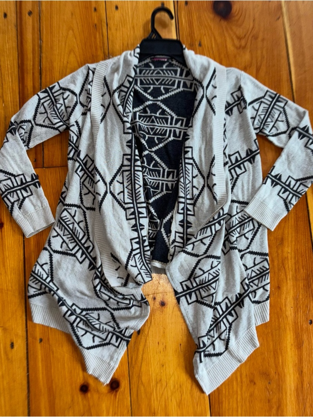 Say What Boho Aztec Waterfall Cardigan Open Front Draped